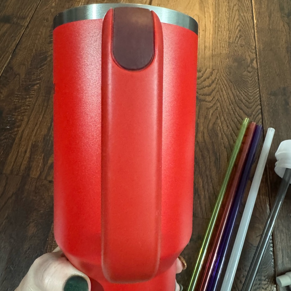 Stanley Red 40 oz Tumbler with Multi-Color Straw and Boot Bundle - Picture 6 of 15